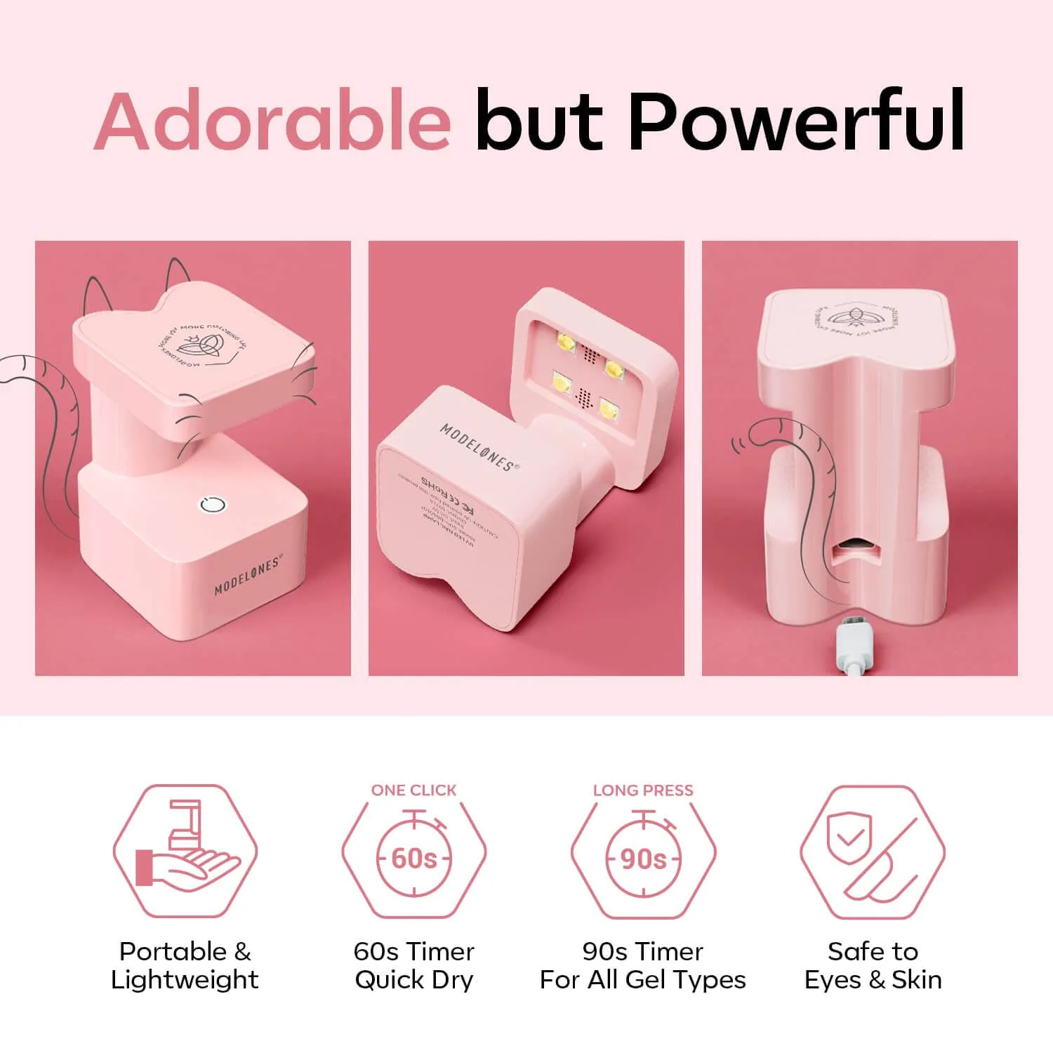 modelones Meow 8W Mini Finger UV nagellampa rosa LED