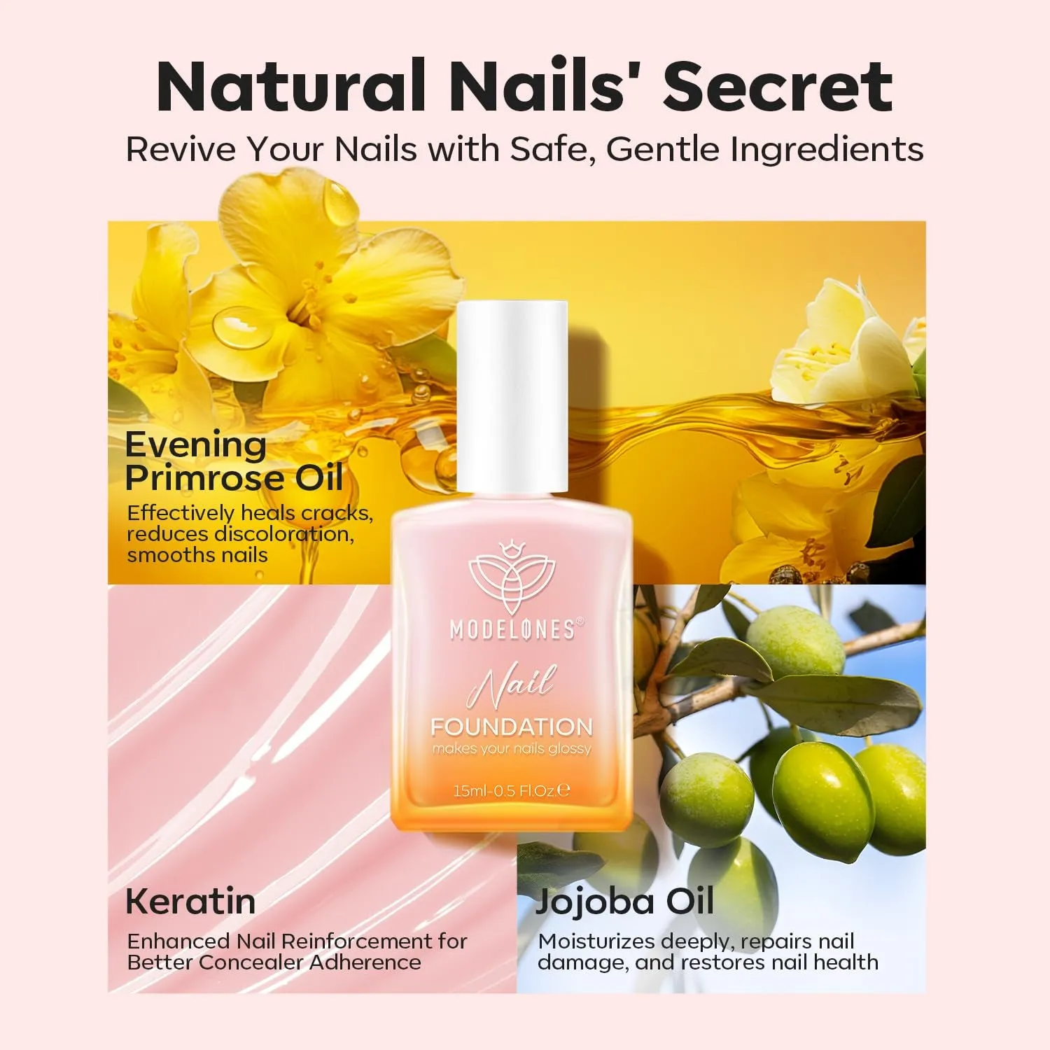 Modelones Nail Care nagelstärkare Peachy Pink utjämnande