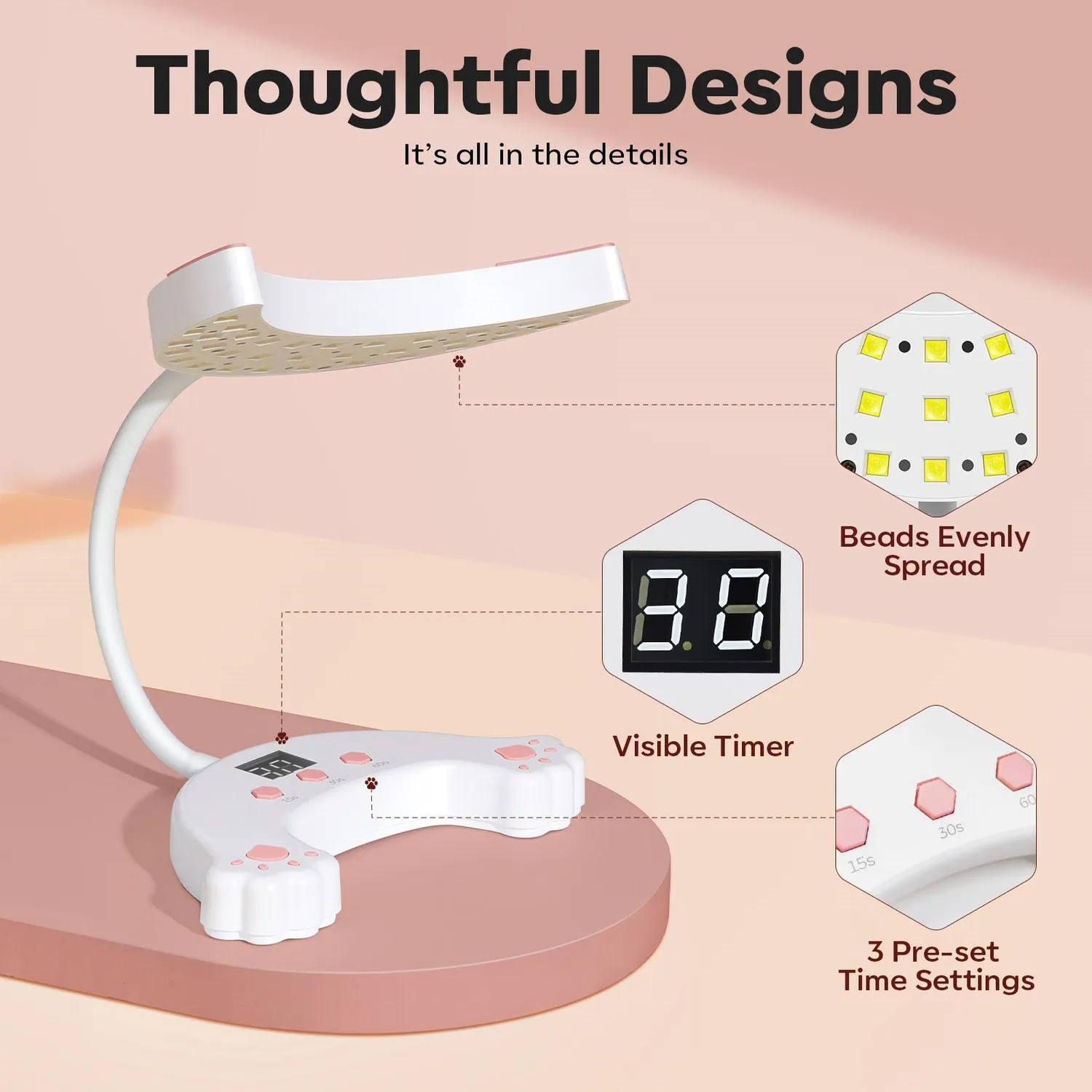 Modelones Smeow nagellampa 48W UV LED gooseneck
