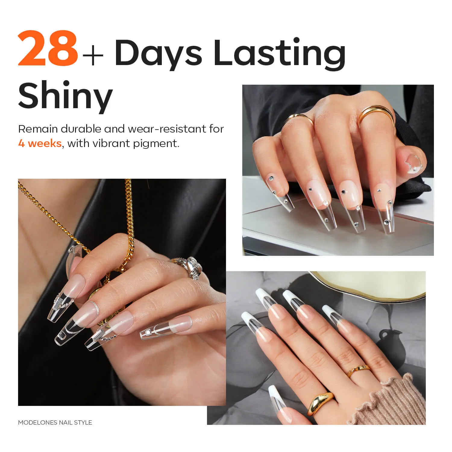 Modelones Non-sticky Solid Extension Gel polygel clear stark