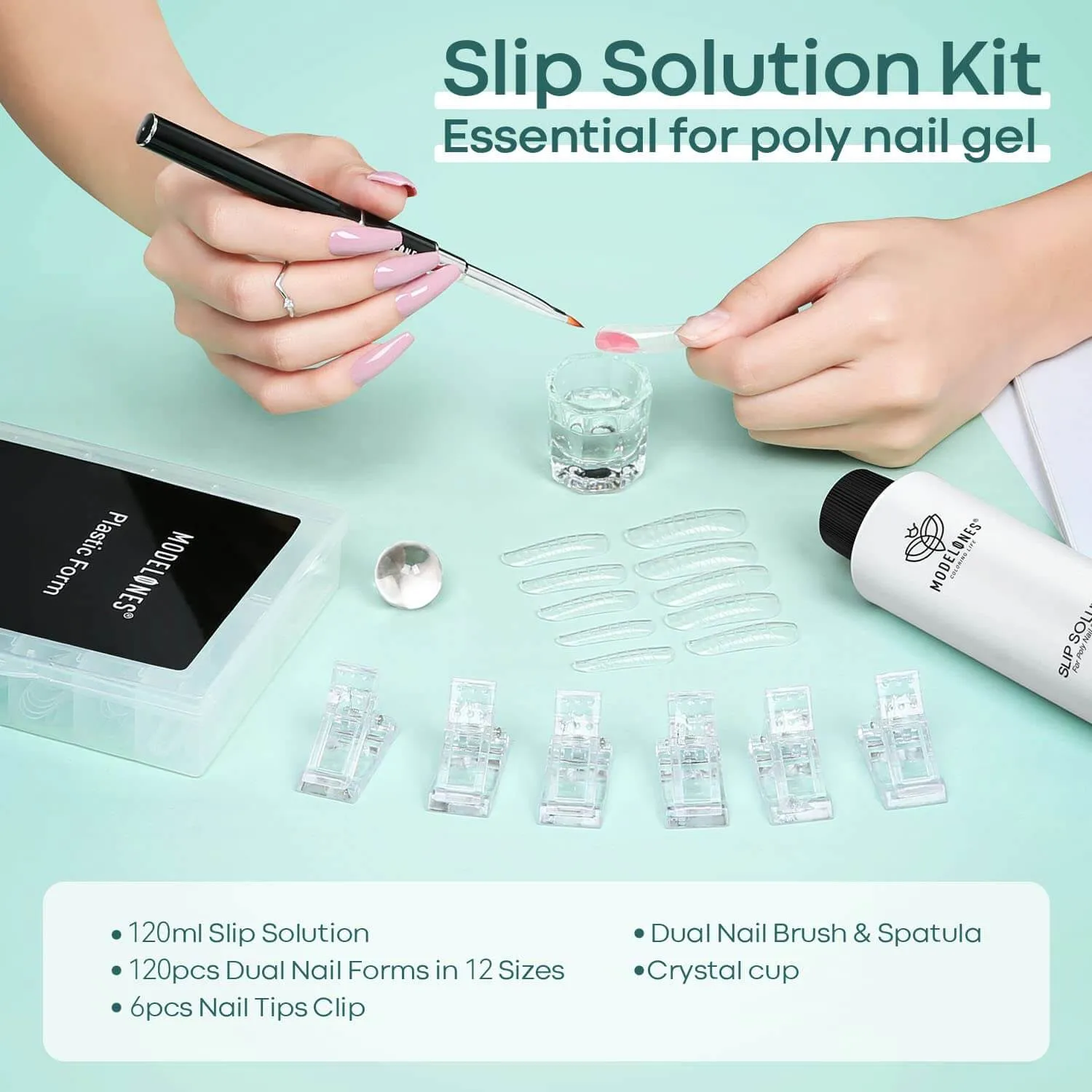 Modelones Poly Nail Gel Slip Solution kit 5 delar 120 ml