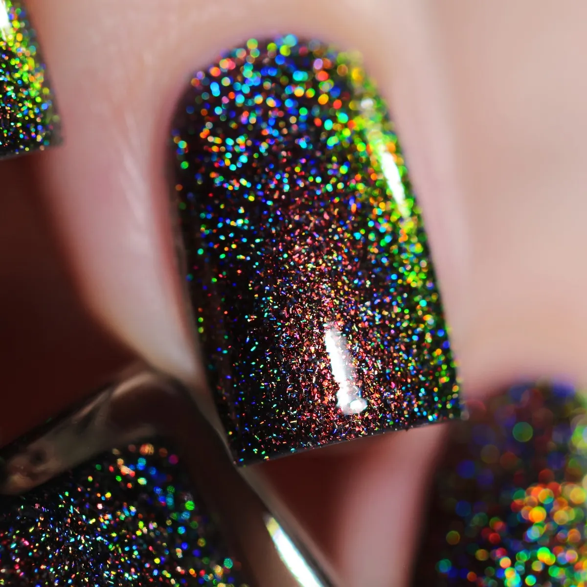 ILNP Candlelight nagellack svart orange-grönt holo