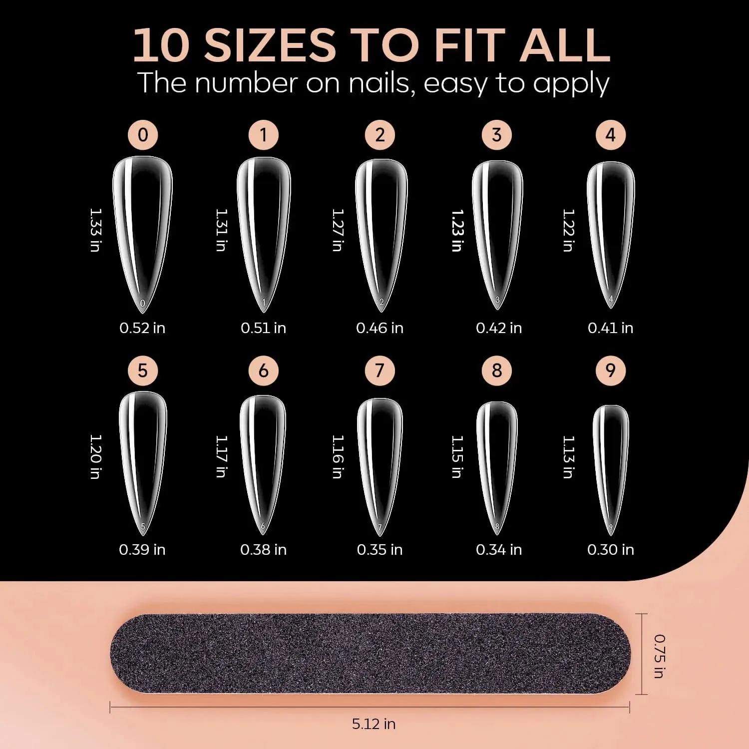 Modelones Stiletto Clear nageltips lång 200-pack