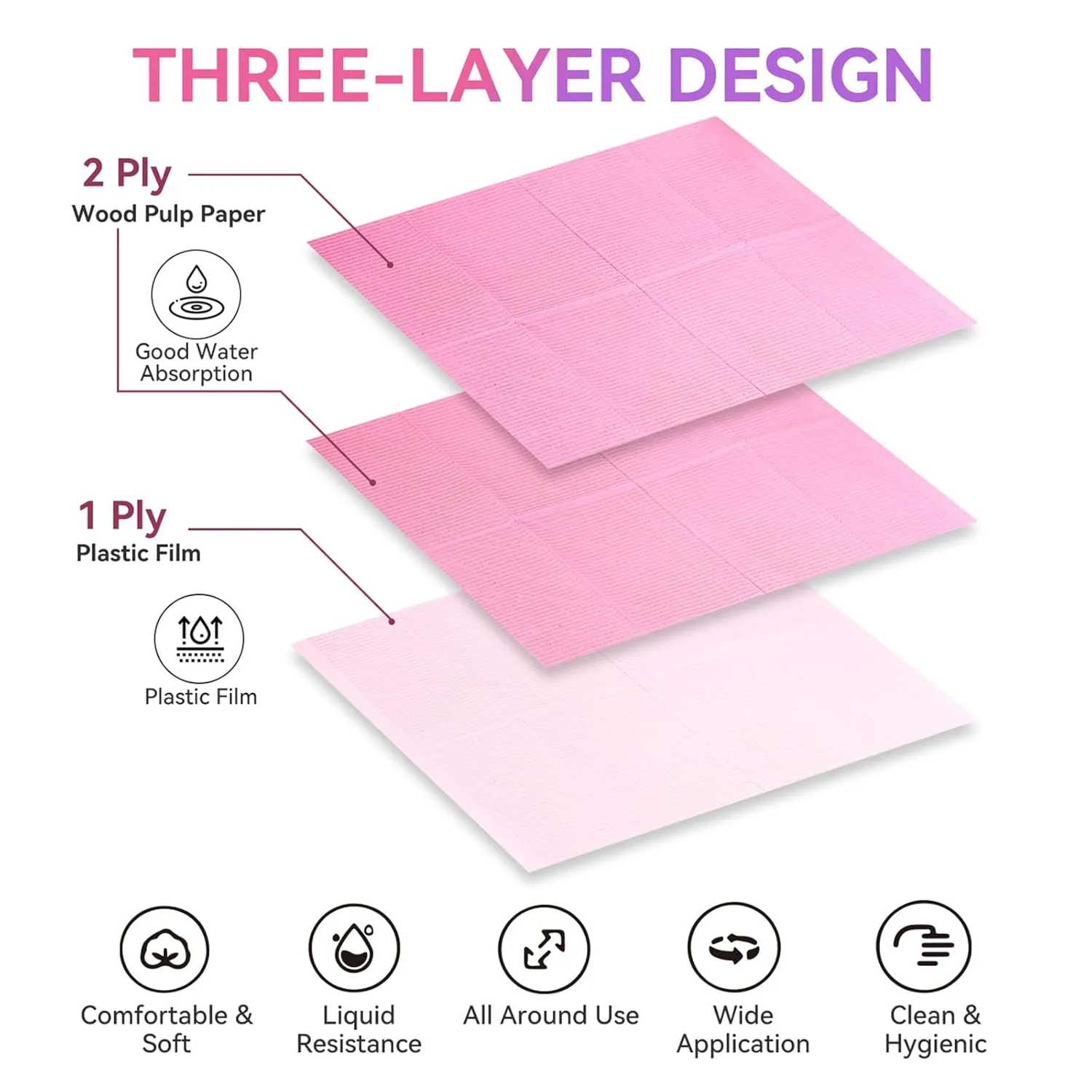 Makartt Disposable Nail Mats nagelunderlägg rosa 50-pack