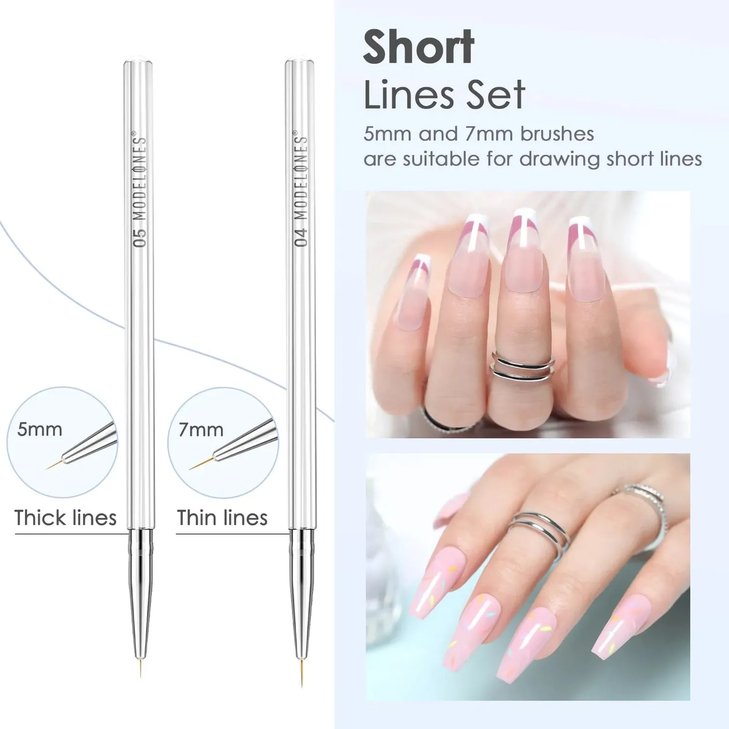 modelones Pure nail art liner penselset 5-pack