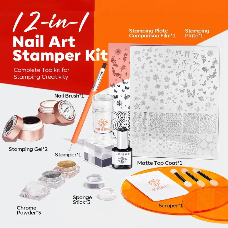 Modelones Nail Art Stamper Kit stämpelkit 3D-effekt