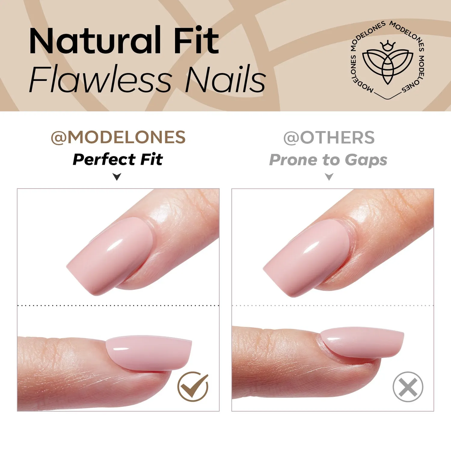 modelones Cream Dots lösnaglar beige röd prickig