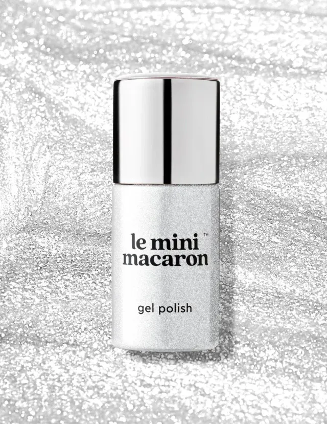 Le Mini Macaron Frosted gellack vit glitter