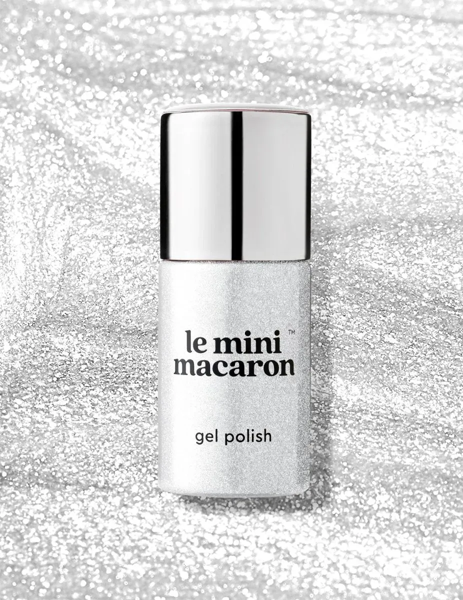 Le Mini Macaron Frosted gellack vit glitter