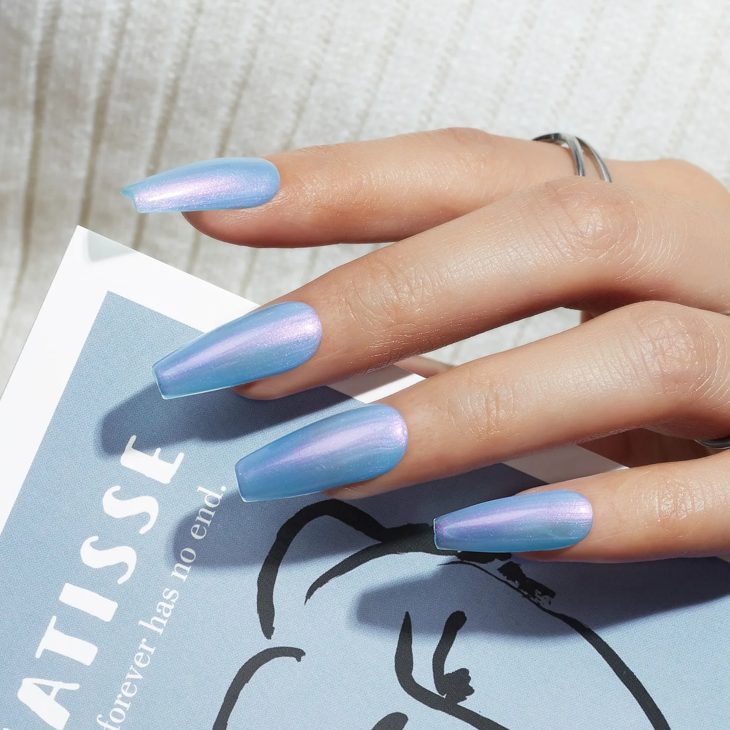 modelones Inspire Gel gellack Misty Cerulean 15ml shimmer blå