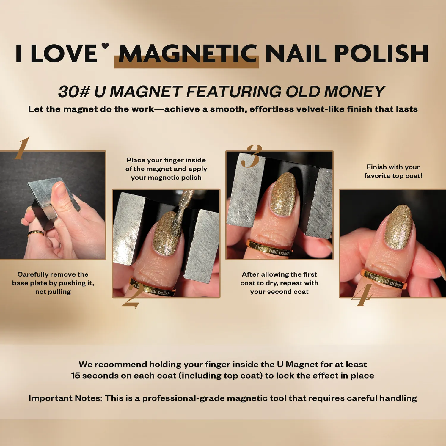 ILNP Old Money nagellack magnetisk champagne guld