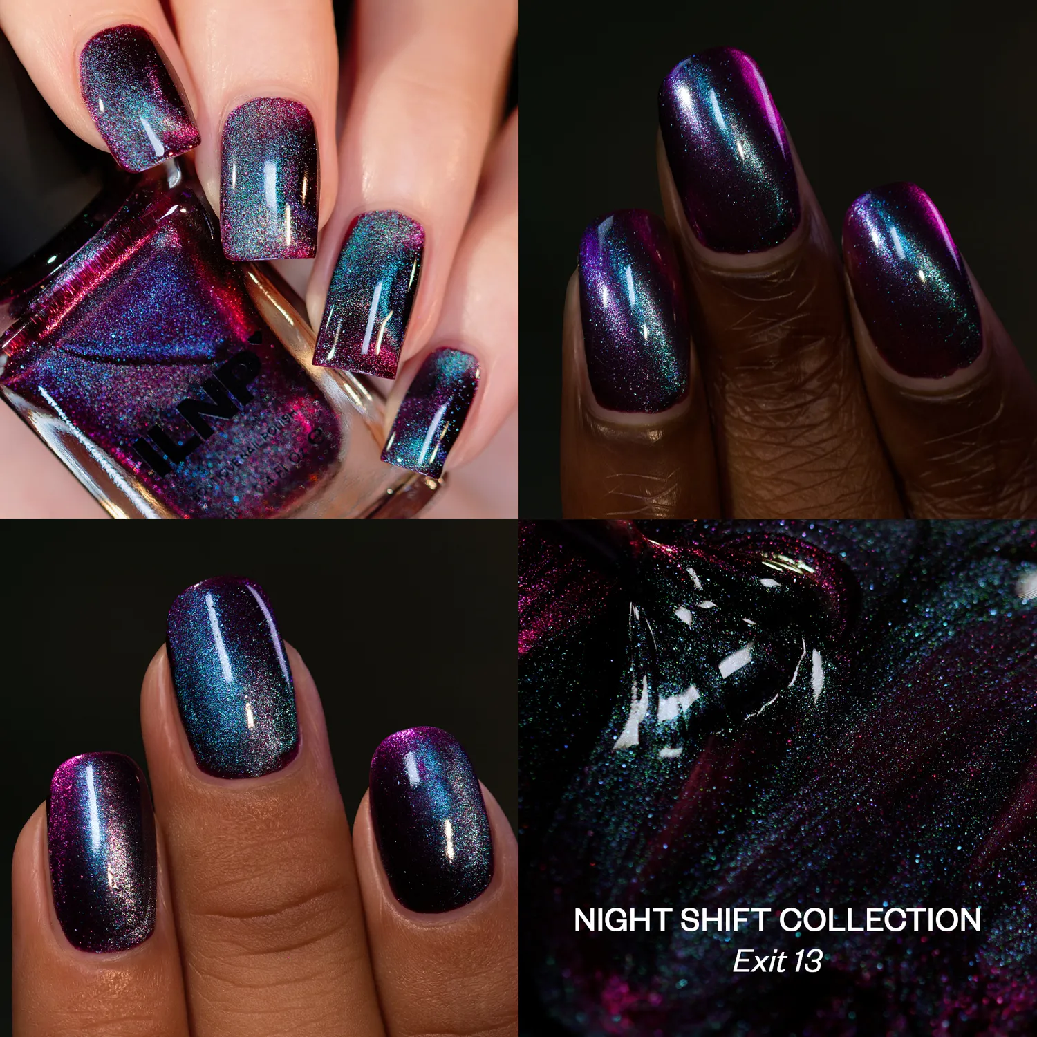 ILNP Exit 13 magnetiskt nagellack burgundy cat-eye