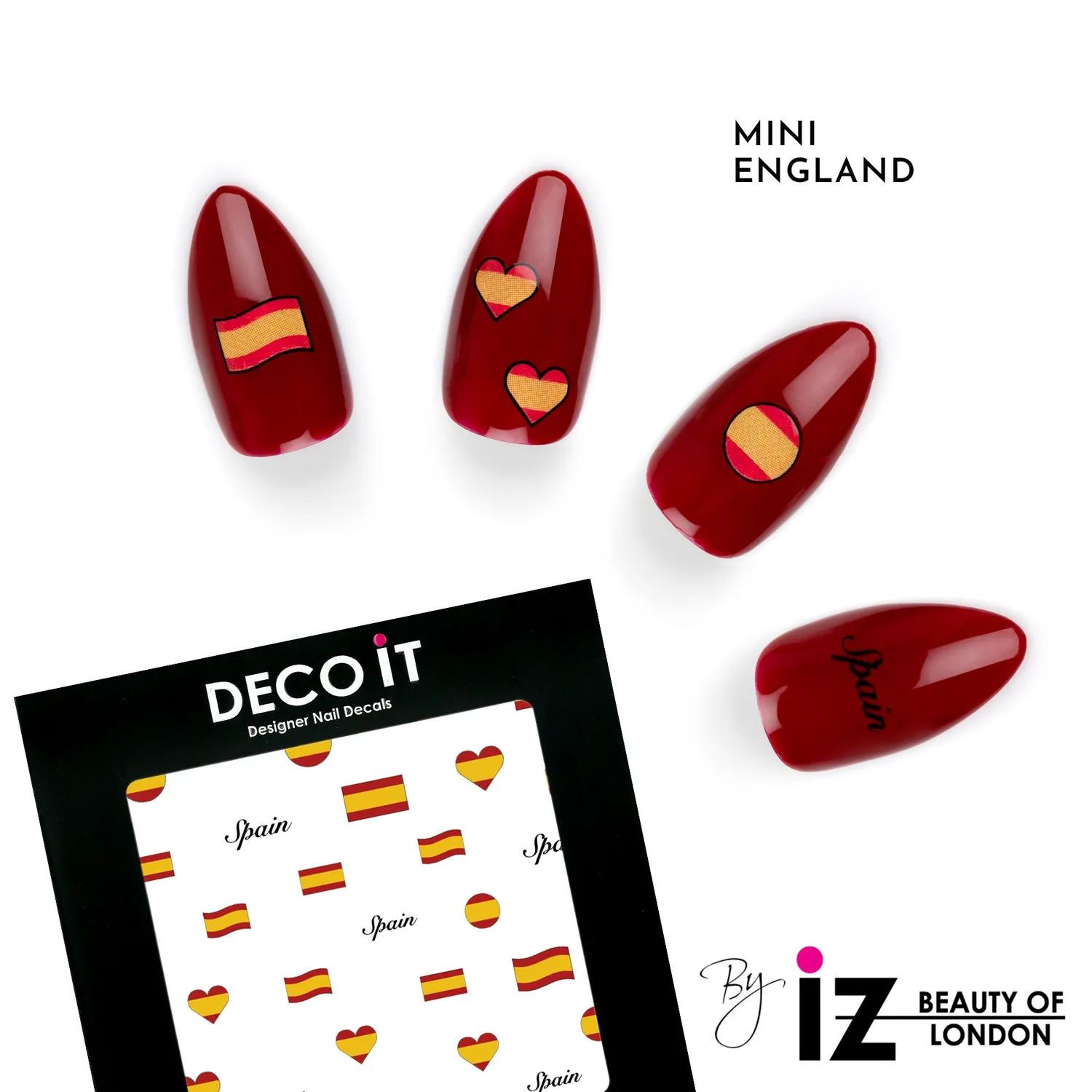 Iz Beauty Spain Flag Mini nageldekaler flagga 30-pack
