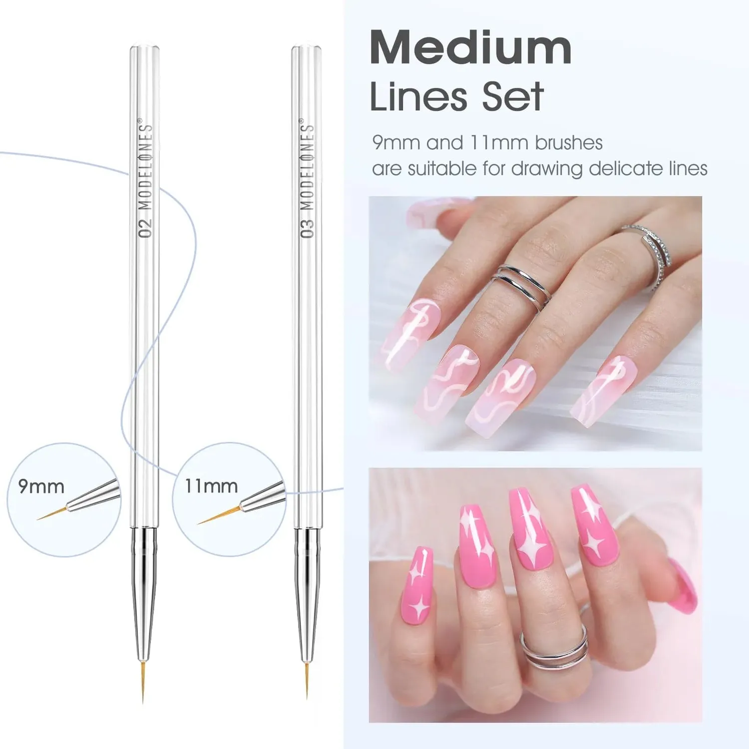 modelones Pure nail art liner penselset 5-pack