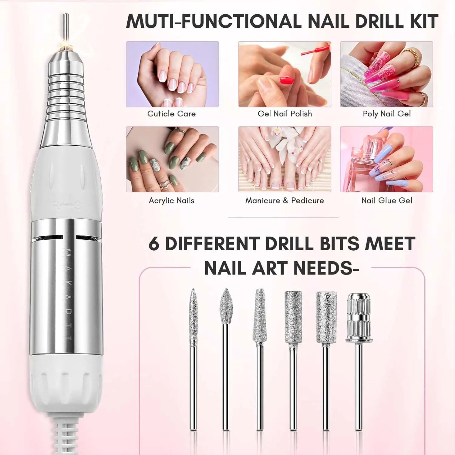Makartt Genesie 35000RPM elektrisk nagelfil kit tyst