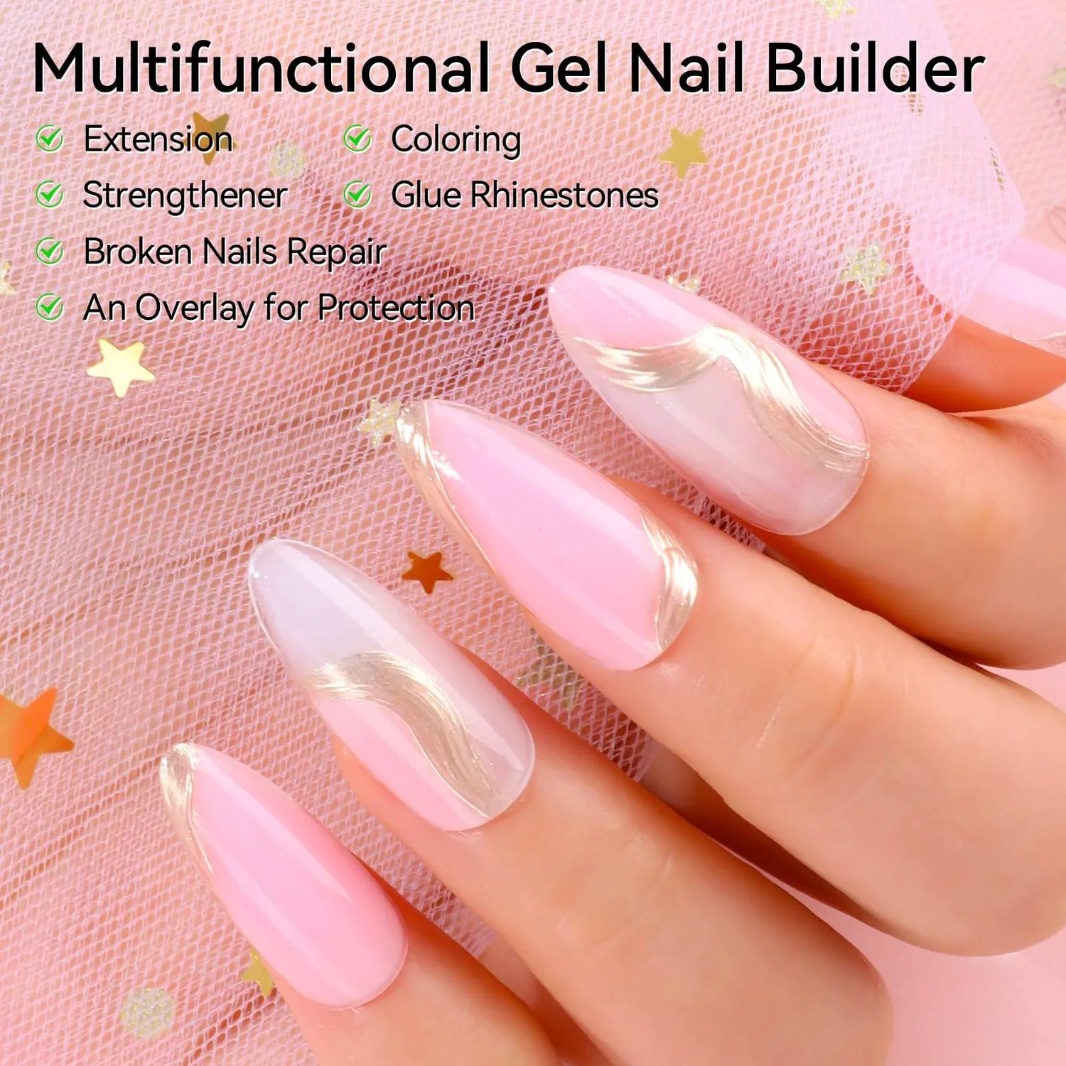 Makartt polygelset 6x15ml Clear Nude Pink bygggel
