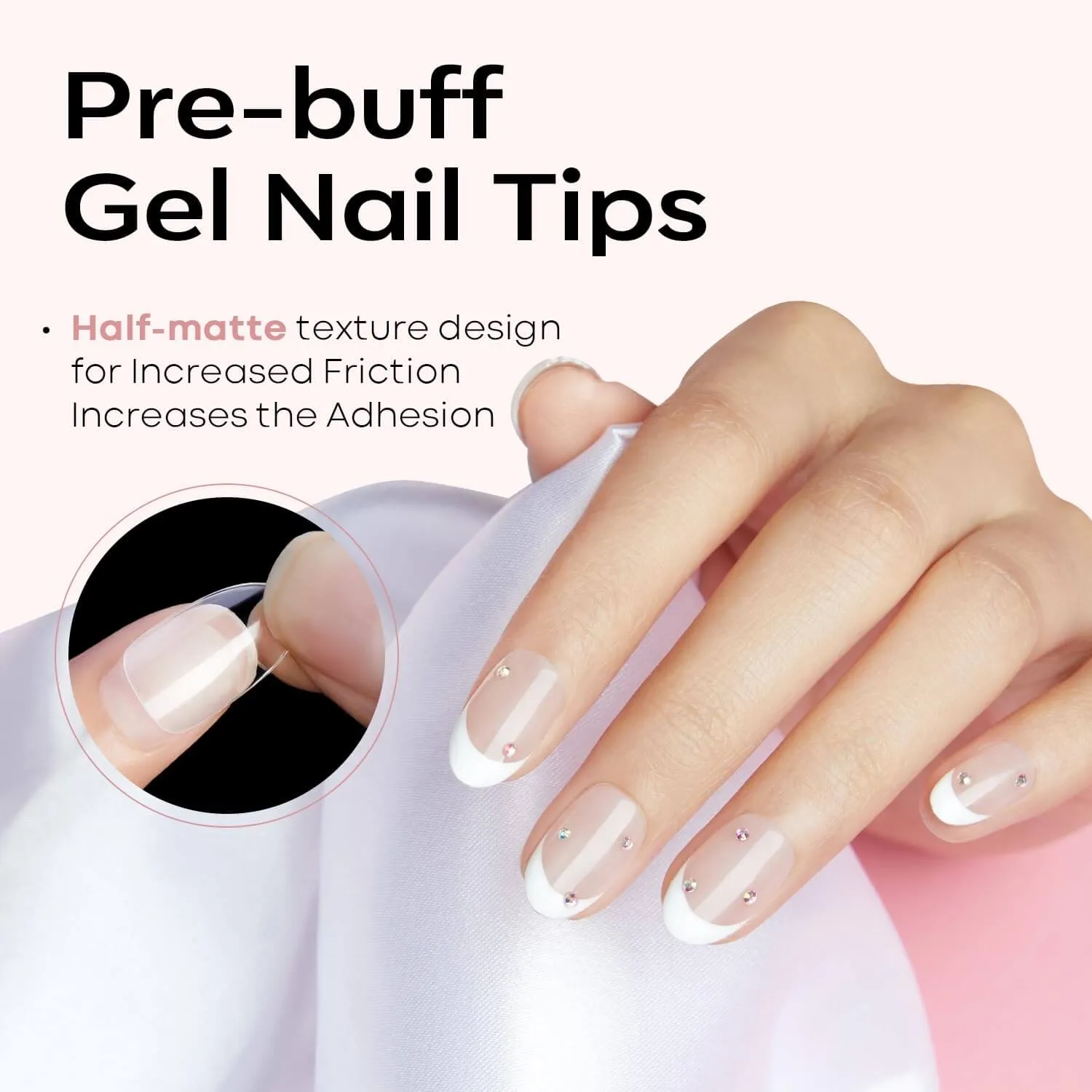 Modelones Full Cover Medium Square nageltippar frostad