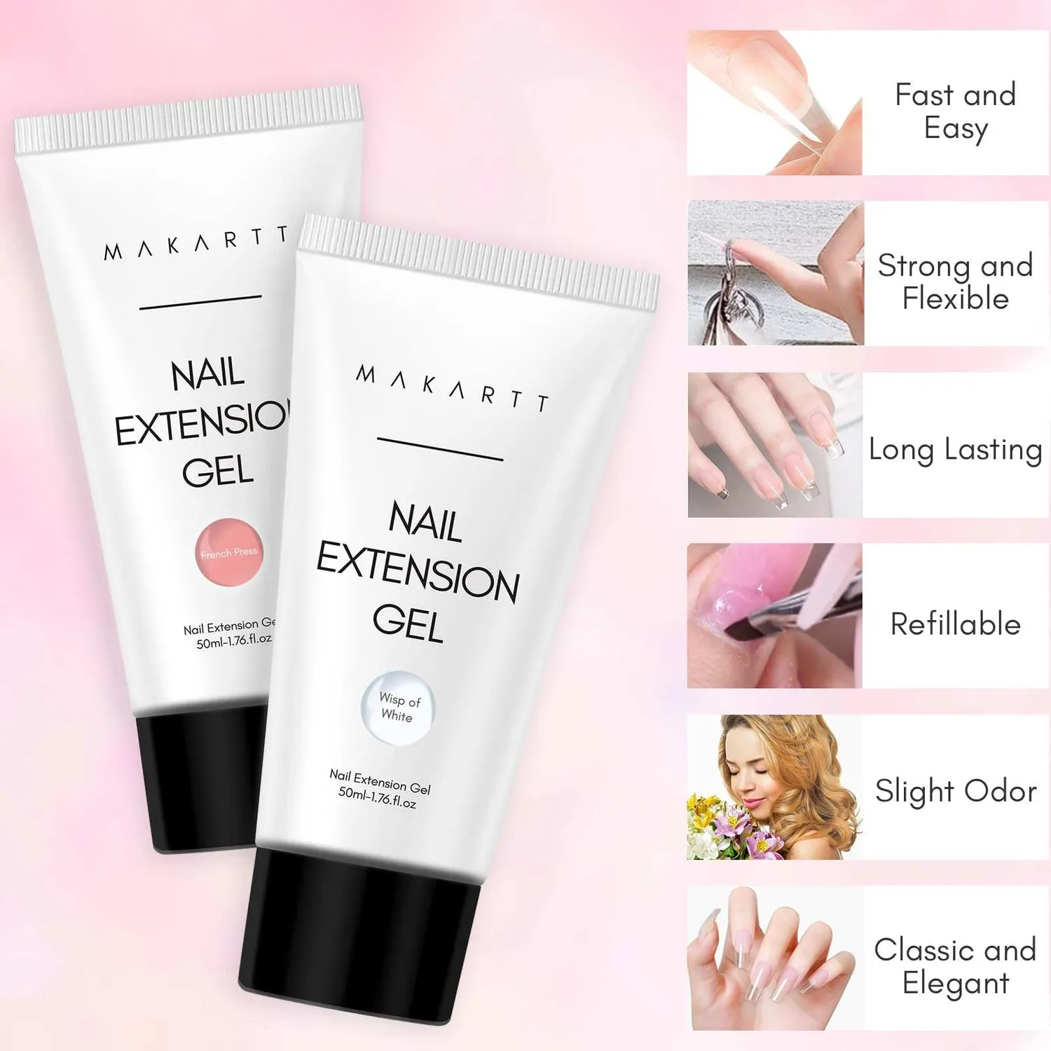 Makartt Poly Nail Gel polygel svart mjölkvit 2x50 ml slitstark