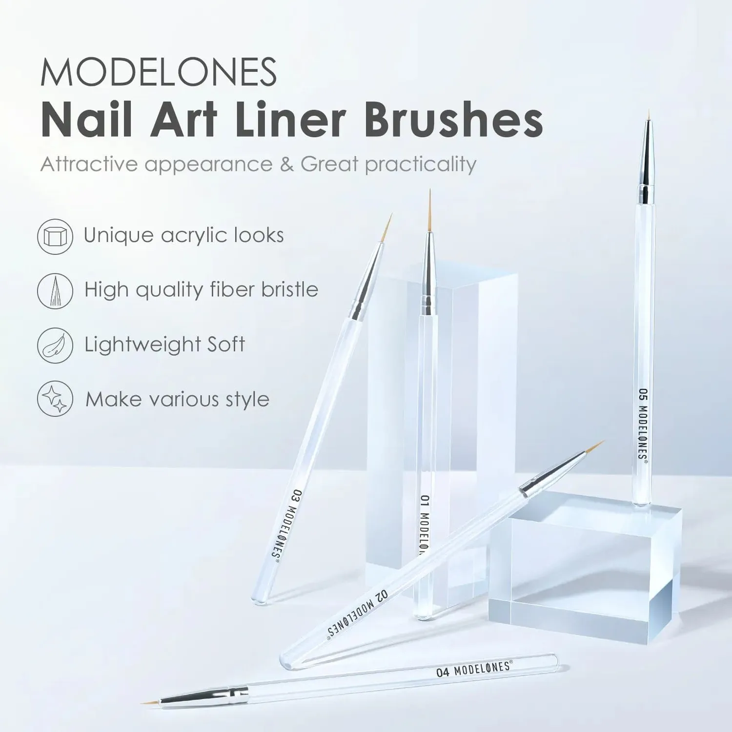 modelones Pure nail art liner penselset 5-pack