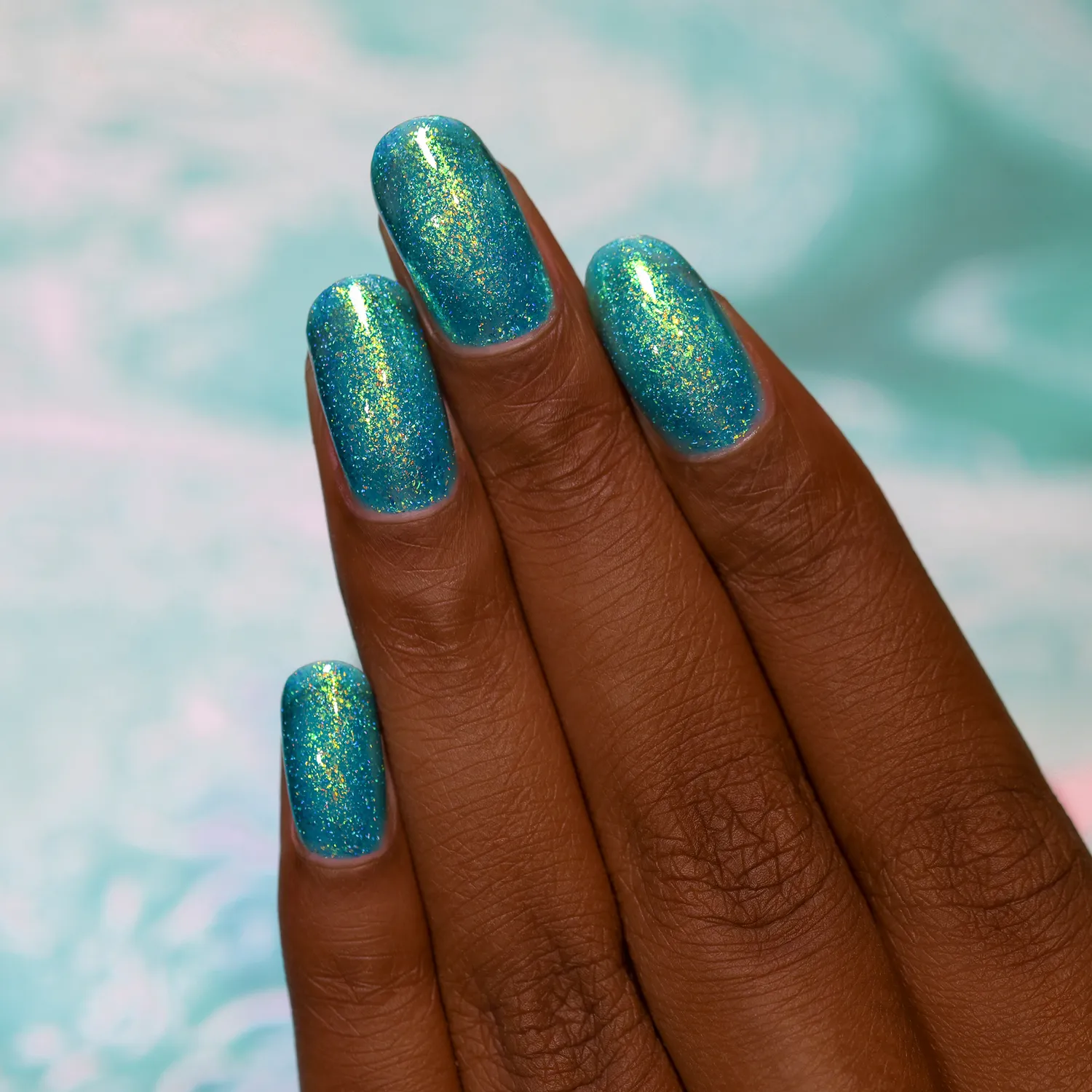 ILNP Blue Lagoon nagellack turkost holografiskt jelly