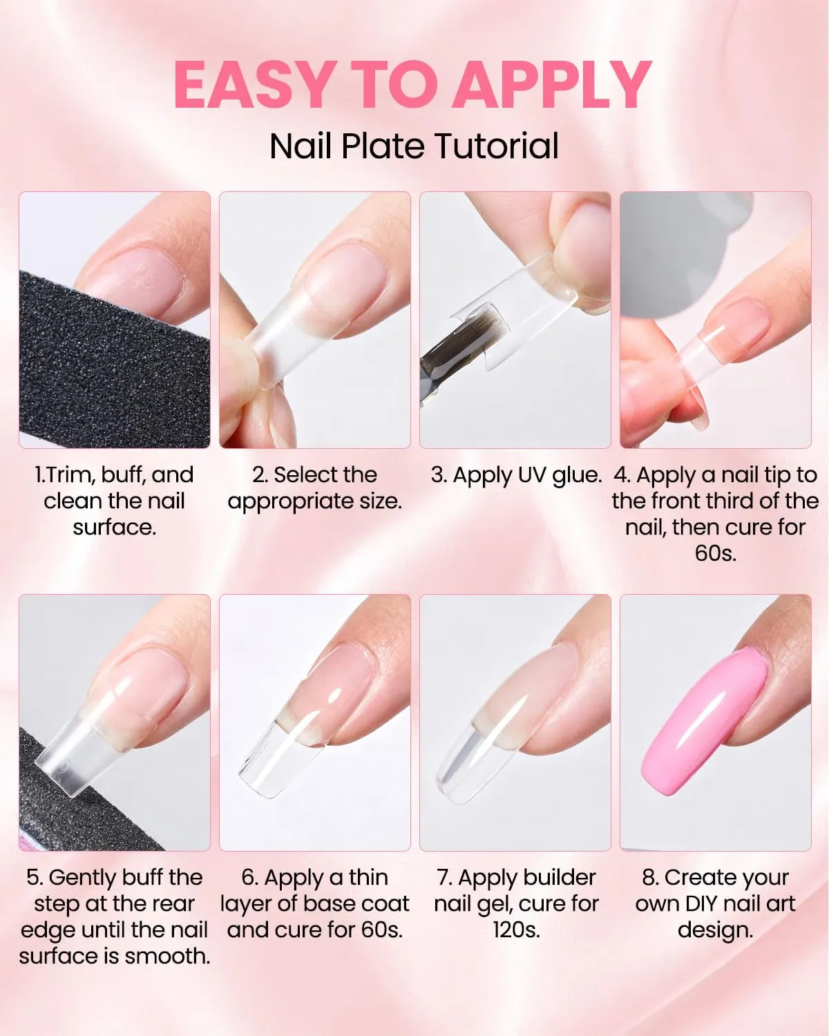 Makartt Half Cover nageltippar tapered square M 240-pack