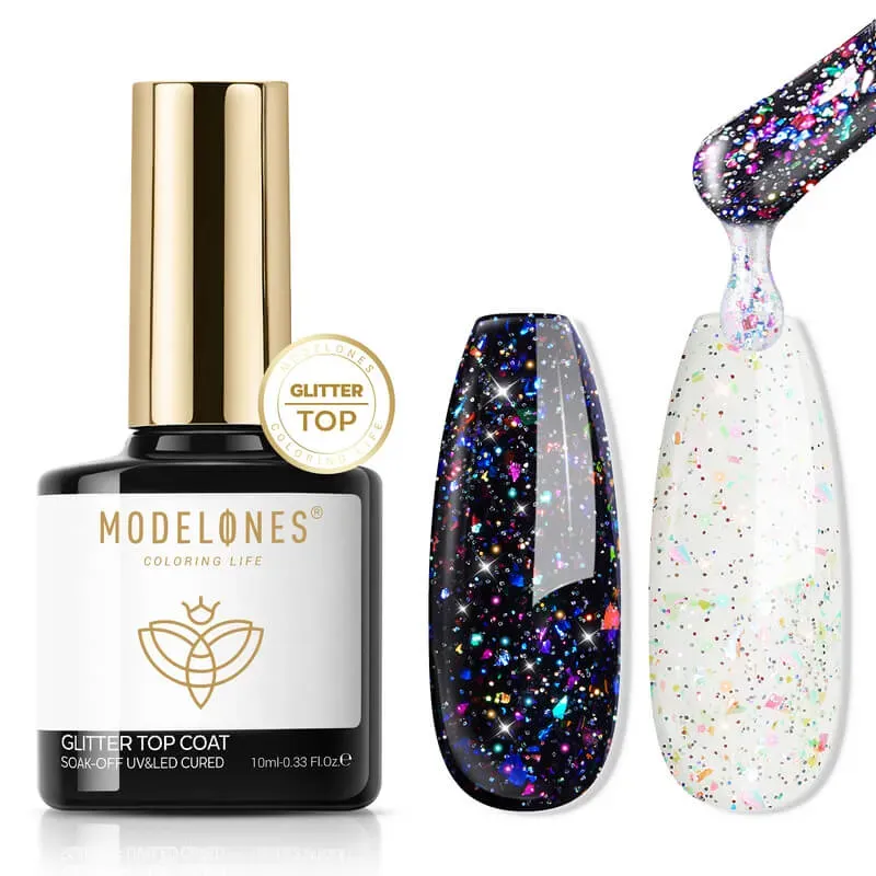 Modelones Scattered Sequins topplack glitter 10ml skyddande