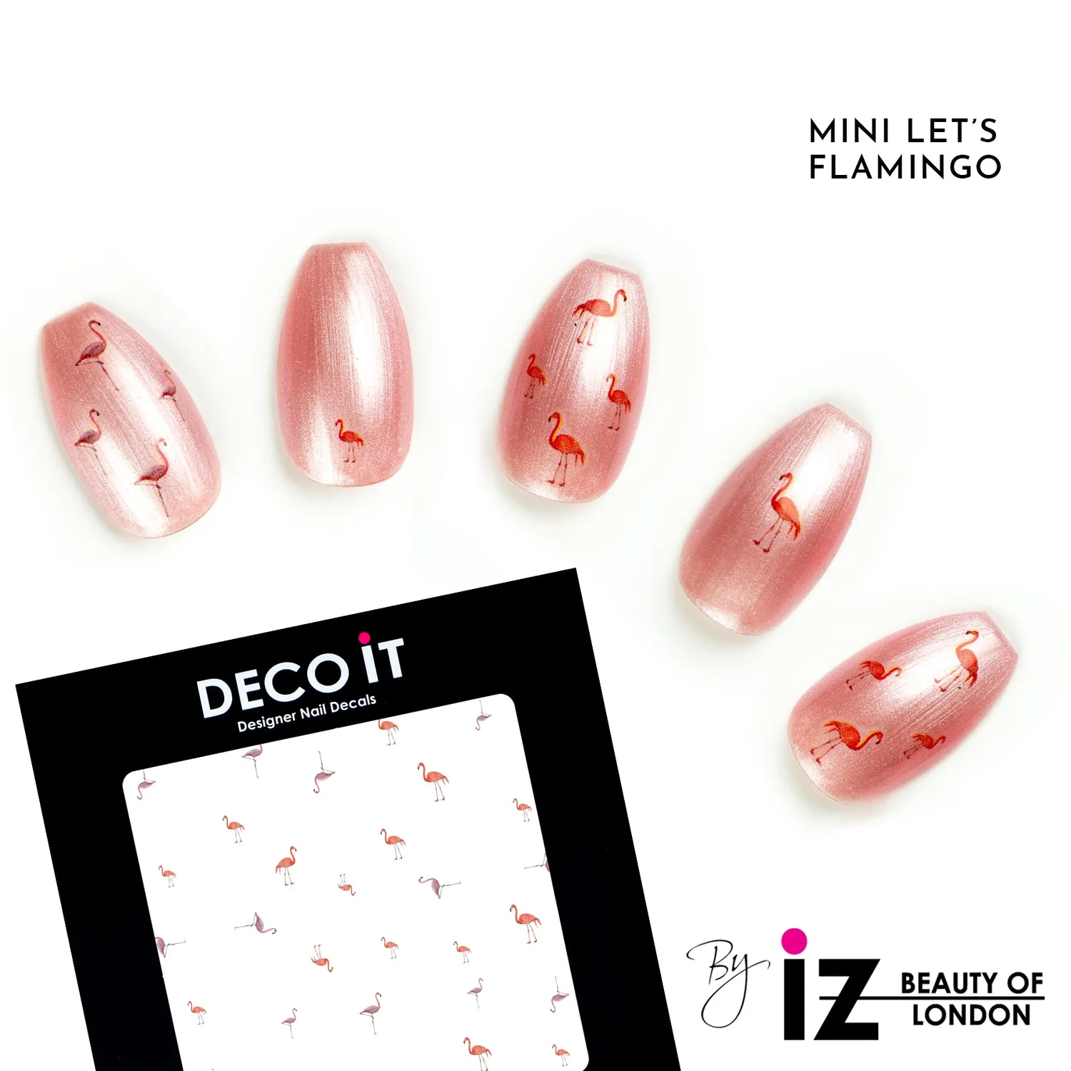 Iz Beauty Let's Flamingo nageldekaler mini rosa 30-pack