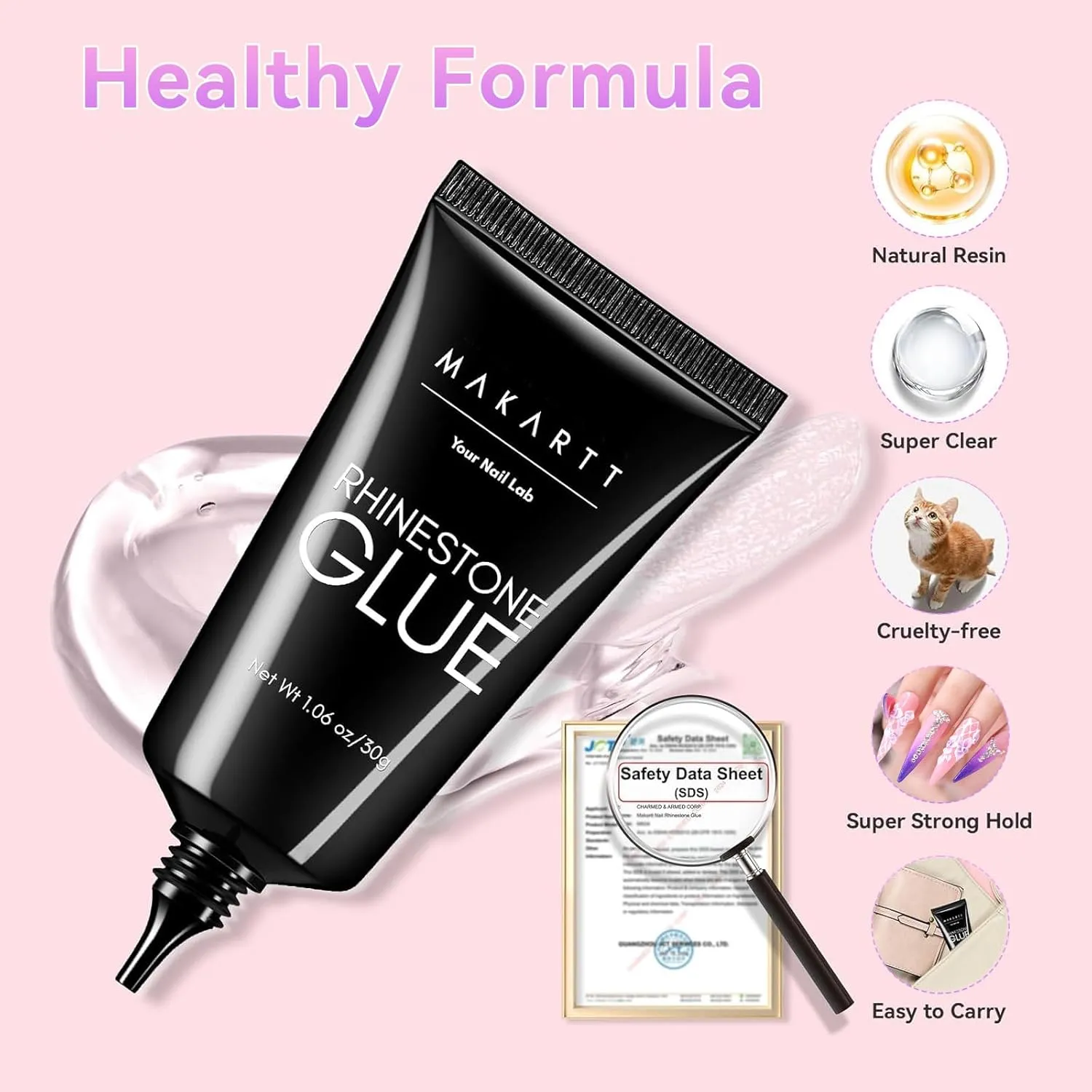 Makartt Rhinestone Glue Gel stenlim 30 ml starkt grepp