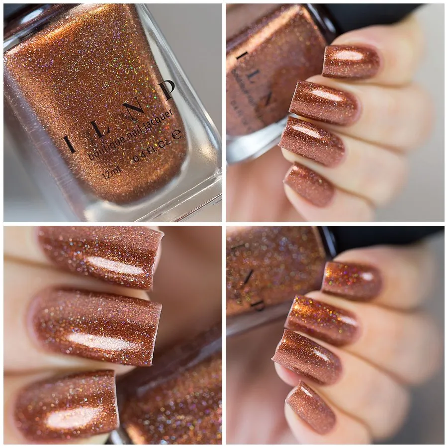 ILNP Cabin Fever nagellack bränd orange holographic