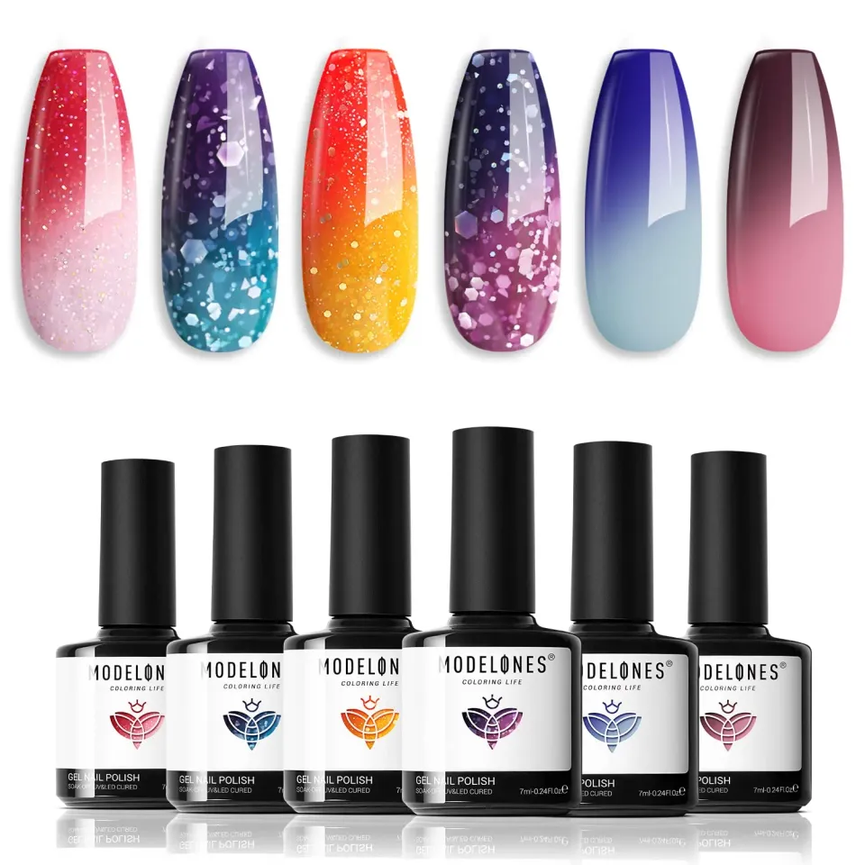 Modelones Color Changing gellack 6x7 ml temperaturväxlande