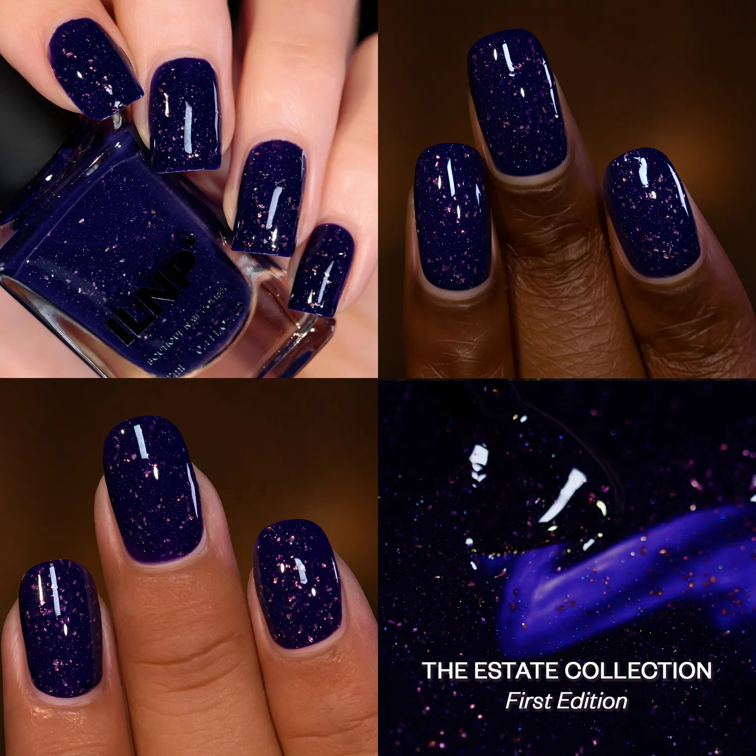 ILNP First Edition nagellack indigo med kopparflakes