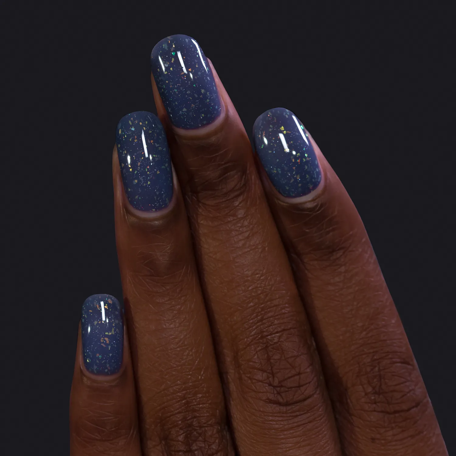 ILNP Starlight nagellack indigoblå flakie
