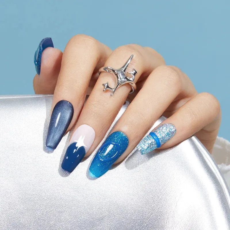 modelones Cyan Forest gellackset 6-pack blå glitter