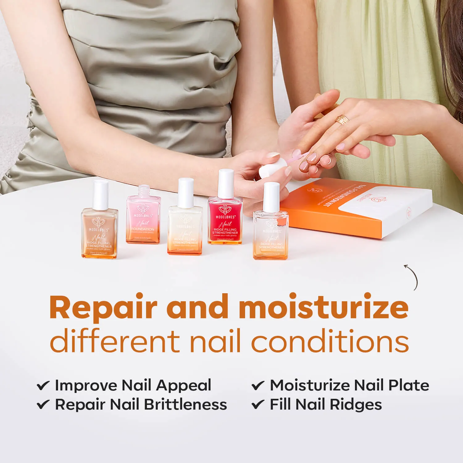 Modelones Nail Care nagelstärkare Light Brown för fåror