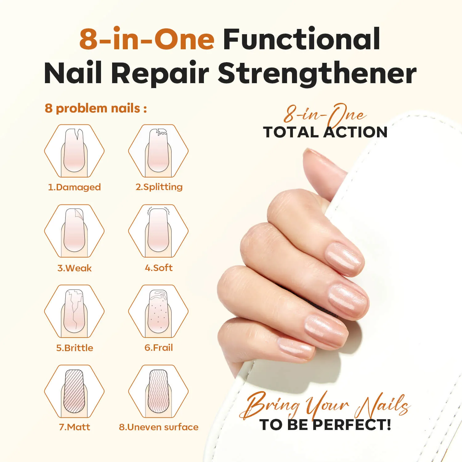 Modelones Nail Care nagelstärkare Light Brown för fåror