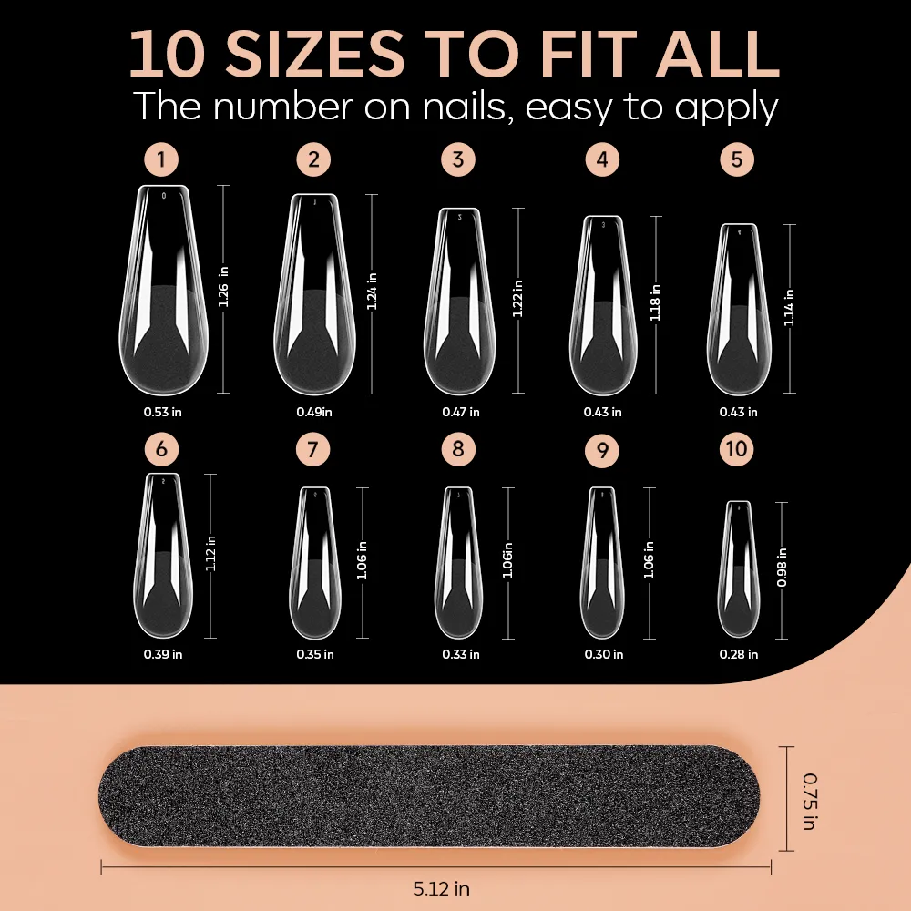 Modelones Coffin lösnaglar semi-frosted 200-pack medium