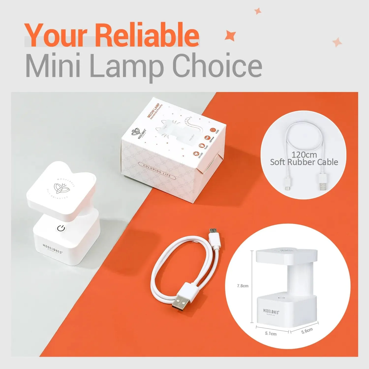 modelones Meow Lamp UV nagellampa 8W vit mini USB