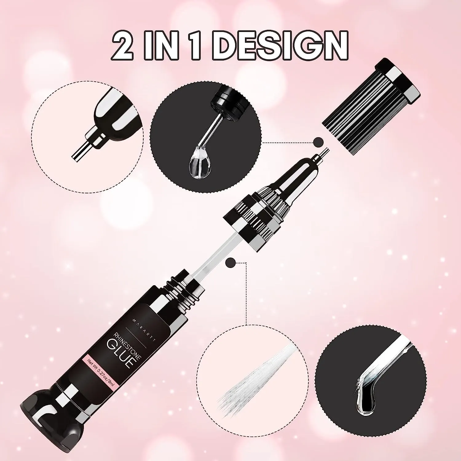 Makartt Rhinestone Glue nagellim för små stenar 2x8ml