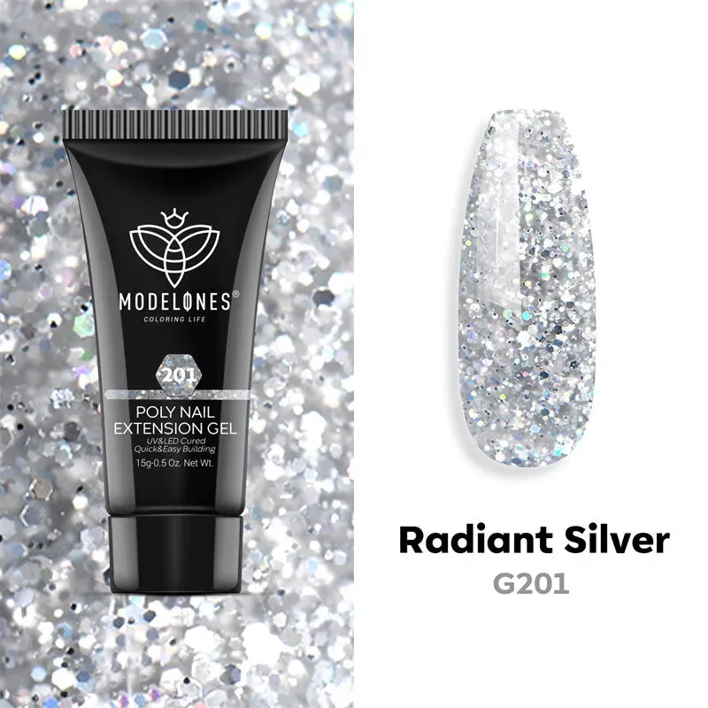 Modelones Radiant Silver polygel silver glitter 15g