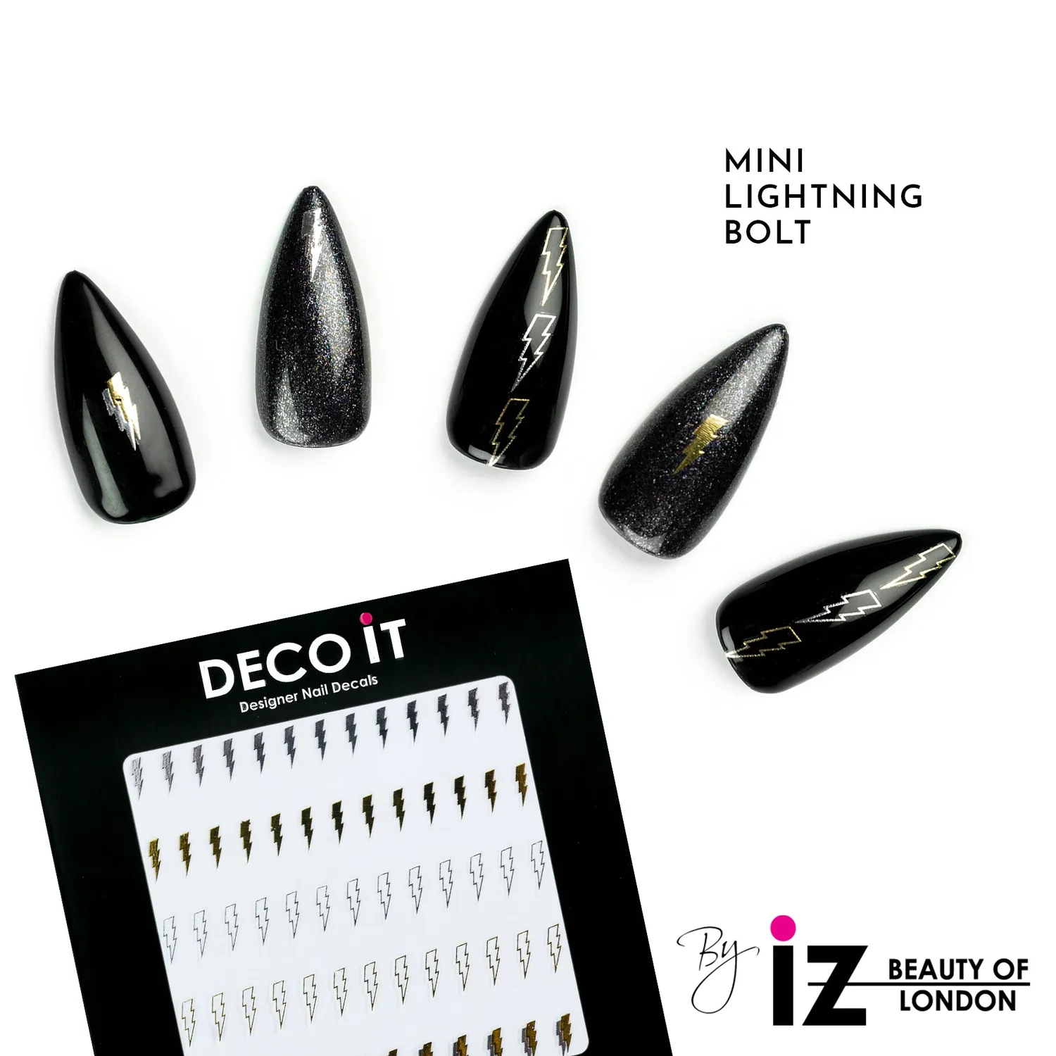 Iz Beauty MINI Lightning Bolt nageldekaler 30 st metallic