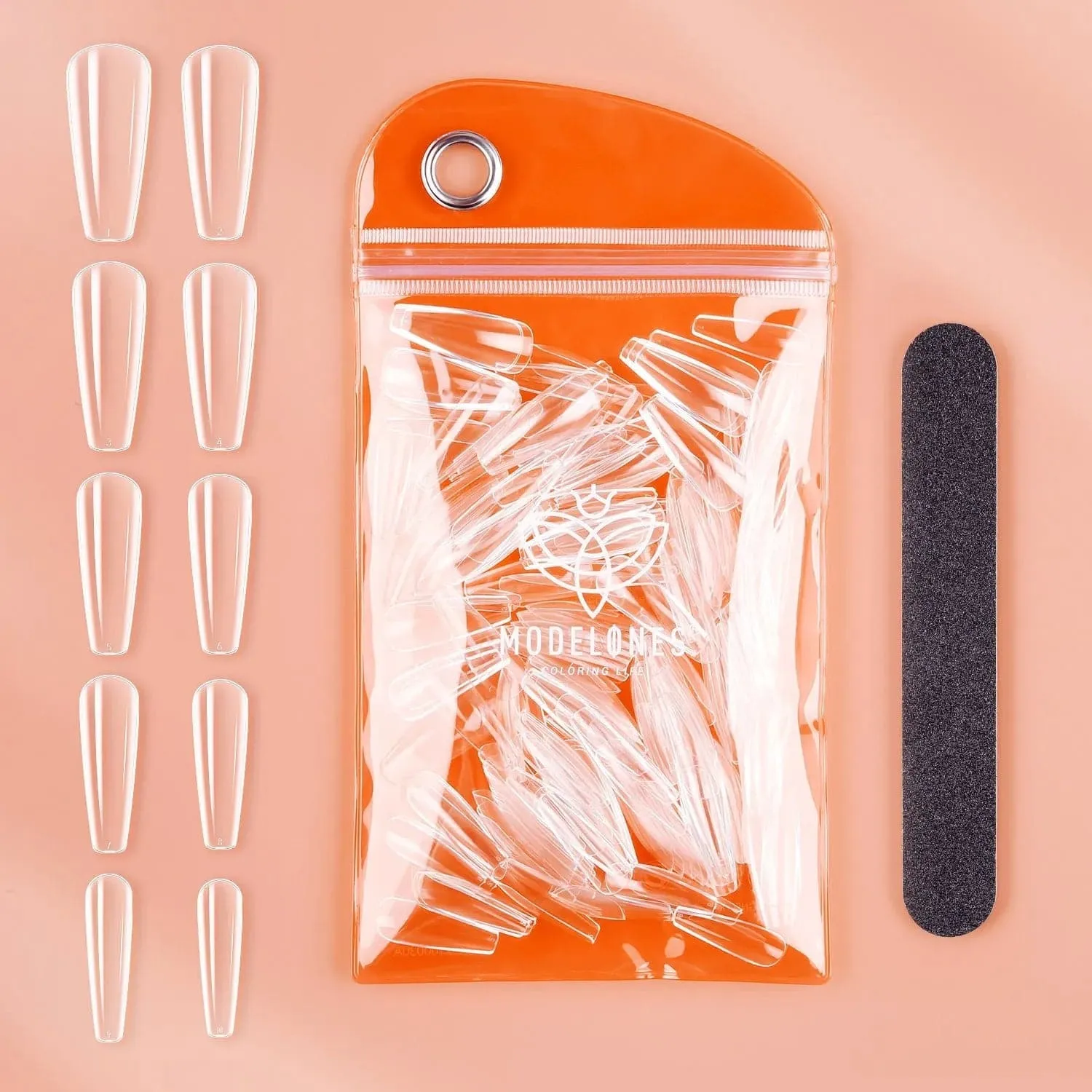 Modelones Clear Coffin lösnaglar 200-pack medium