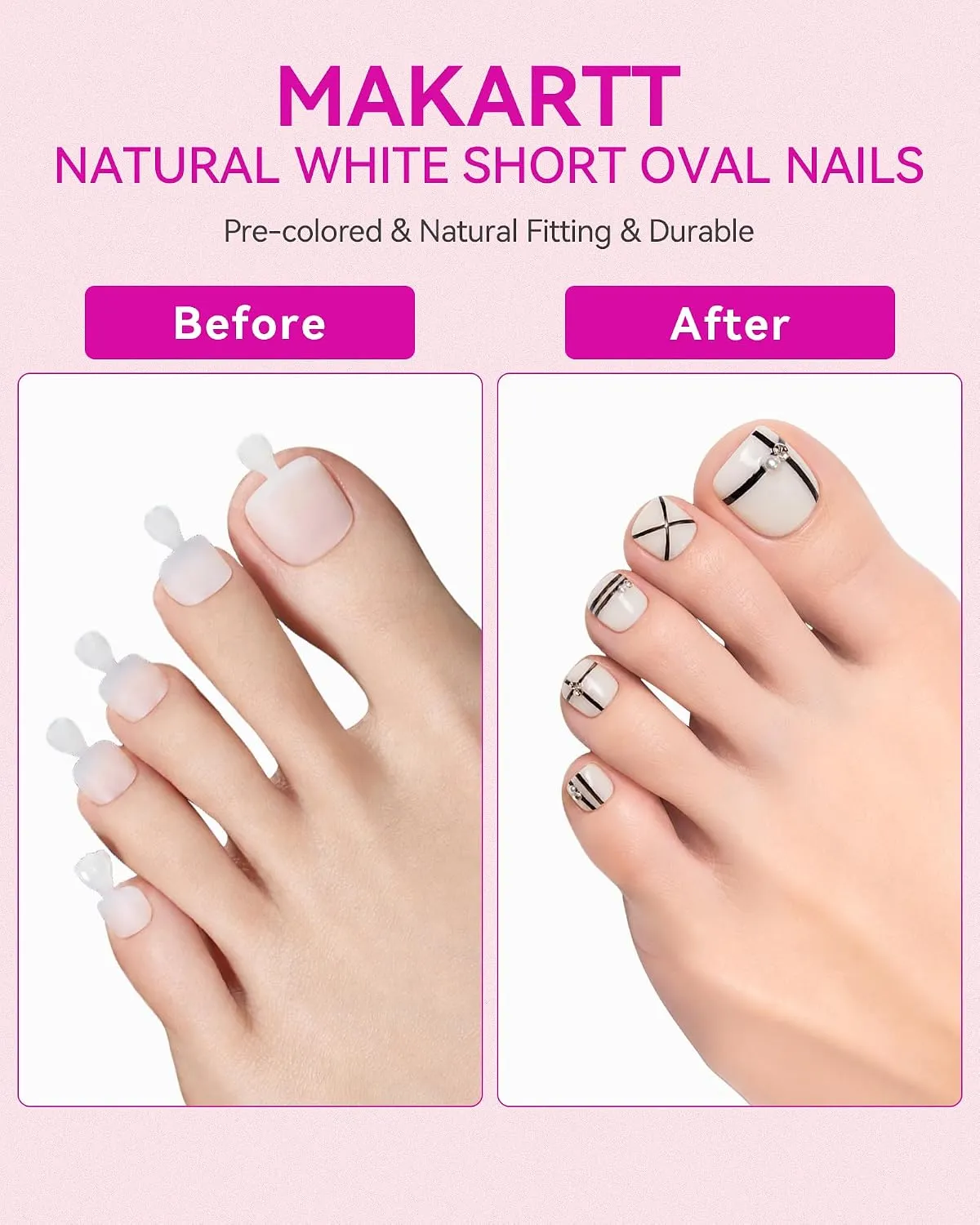 Makartt Short Square-Round tånageltippar vita short