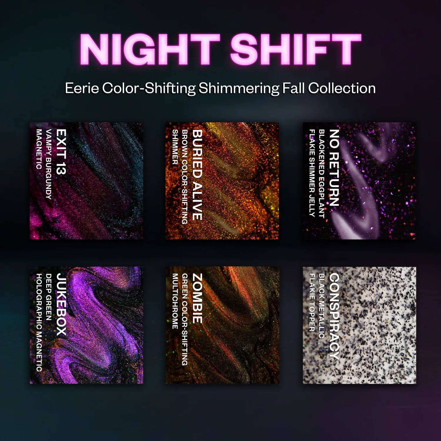 ILNP Night Shift Collection nagellack 6-pack skiftande