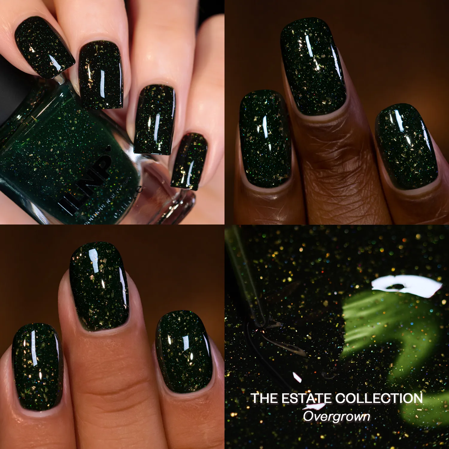 ILNP Overgrown nagellack mörkgrön crelly koppar