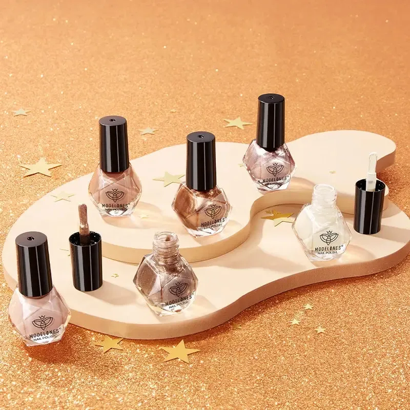 Modelones Chestnut Cake nagellackset 6-pack – brun glitter