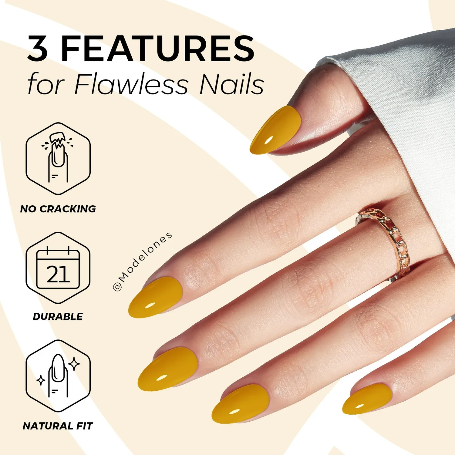 modelones Mustard Gold lösnaglar senapsgul cream
