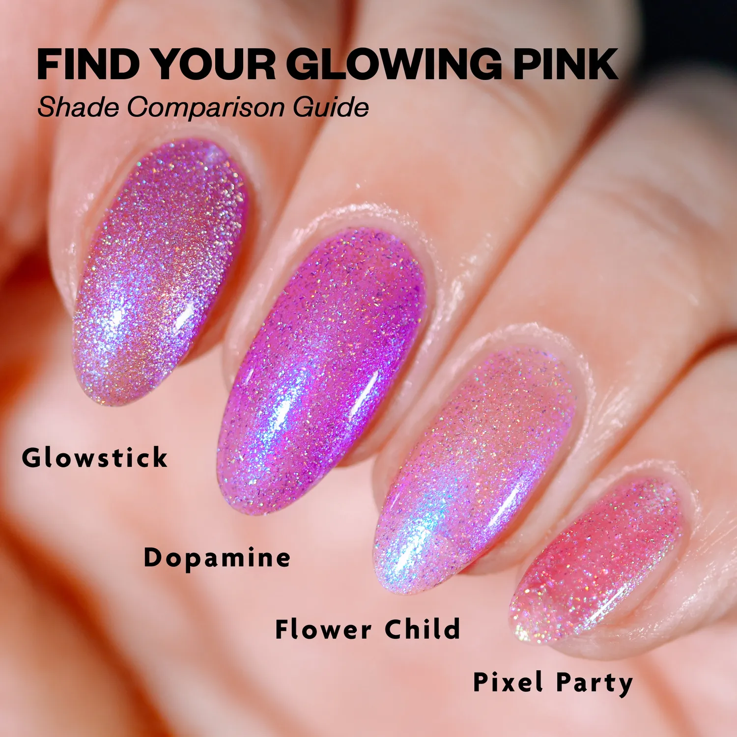 ILNP Flower Child nagellack ljusrosa jelly blått skimmer
