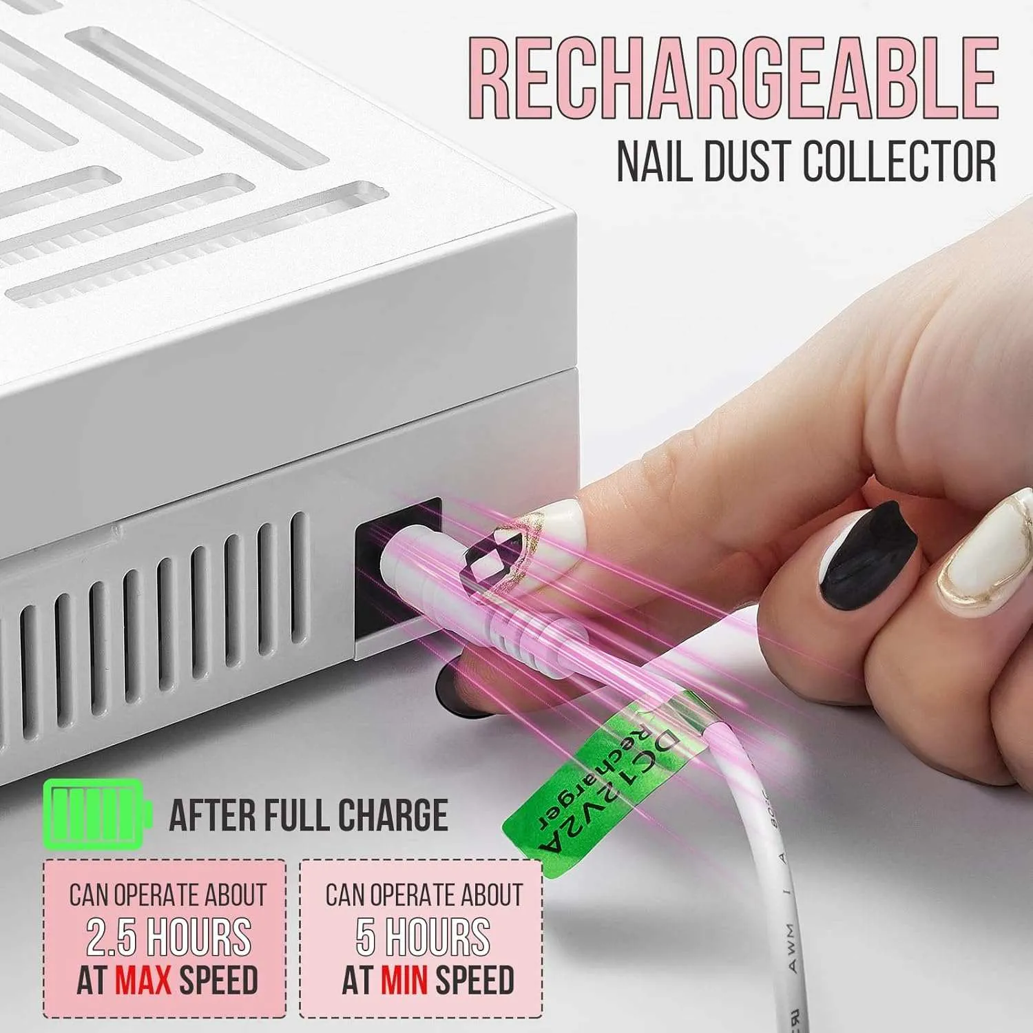 Makartt Nail Fan nageldammsugare vit laddbar