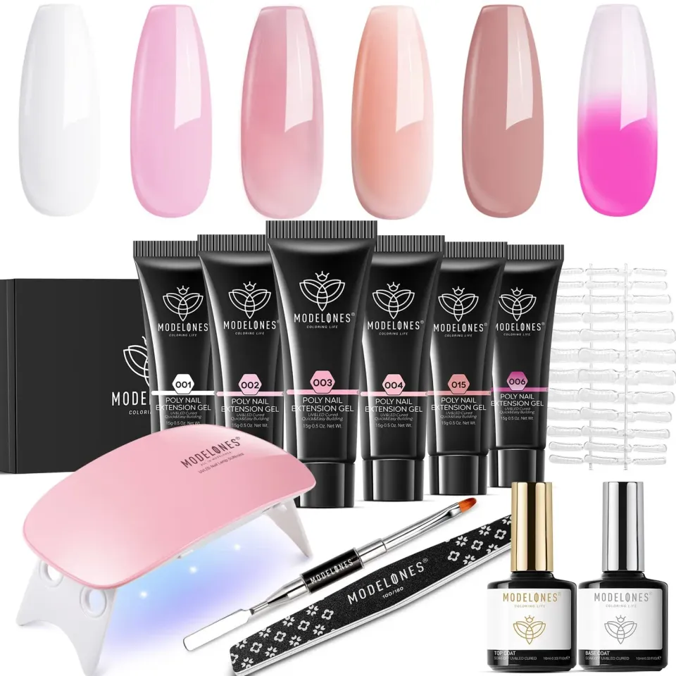 modelones Dry Rose polygel kit 6 färger