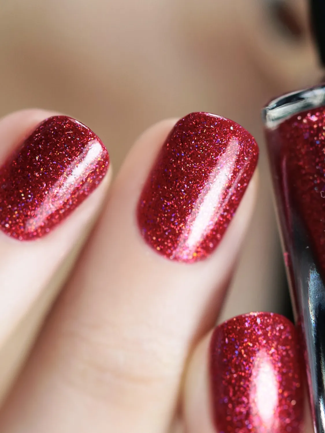 ILNP Say Love nagellack holografiskt rubinrött